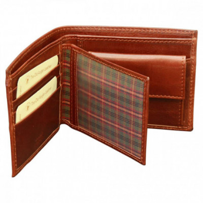 Portafoglio uomo in pelle di vacchetta con RFID marrone. Italianfashionglam