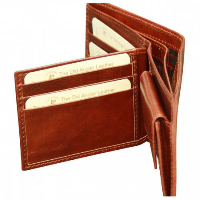 Portafoglio uomo in pelle di vacchetta con RFID marrone. Italianfashionglam