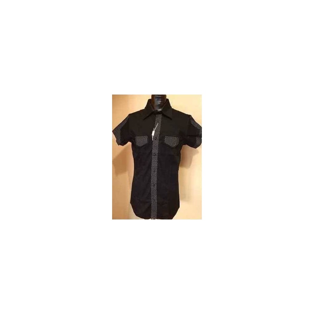 CAMICIA-UOMO-CASUAL-MANICA-CORTA-COTONE-COLOR-NERO-THEATRE-MADE-IN-ITALY- CAMICIA-UOMO-CASUAL-MANICA-CORTA-COTONE-COLOR-NERO-THEATRE-MADE-IN-ITALY-