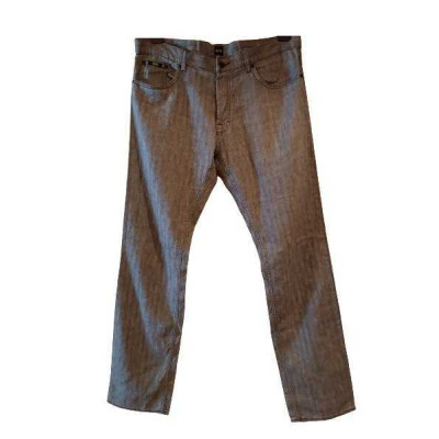 Hugo Boss - Jeans da uomo in cotone e lino spigato di color grigio - Italianfashionglam
