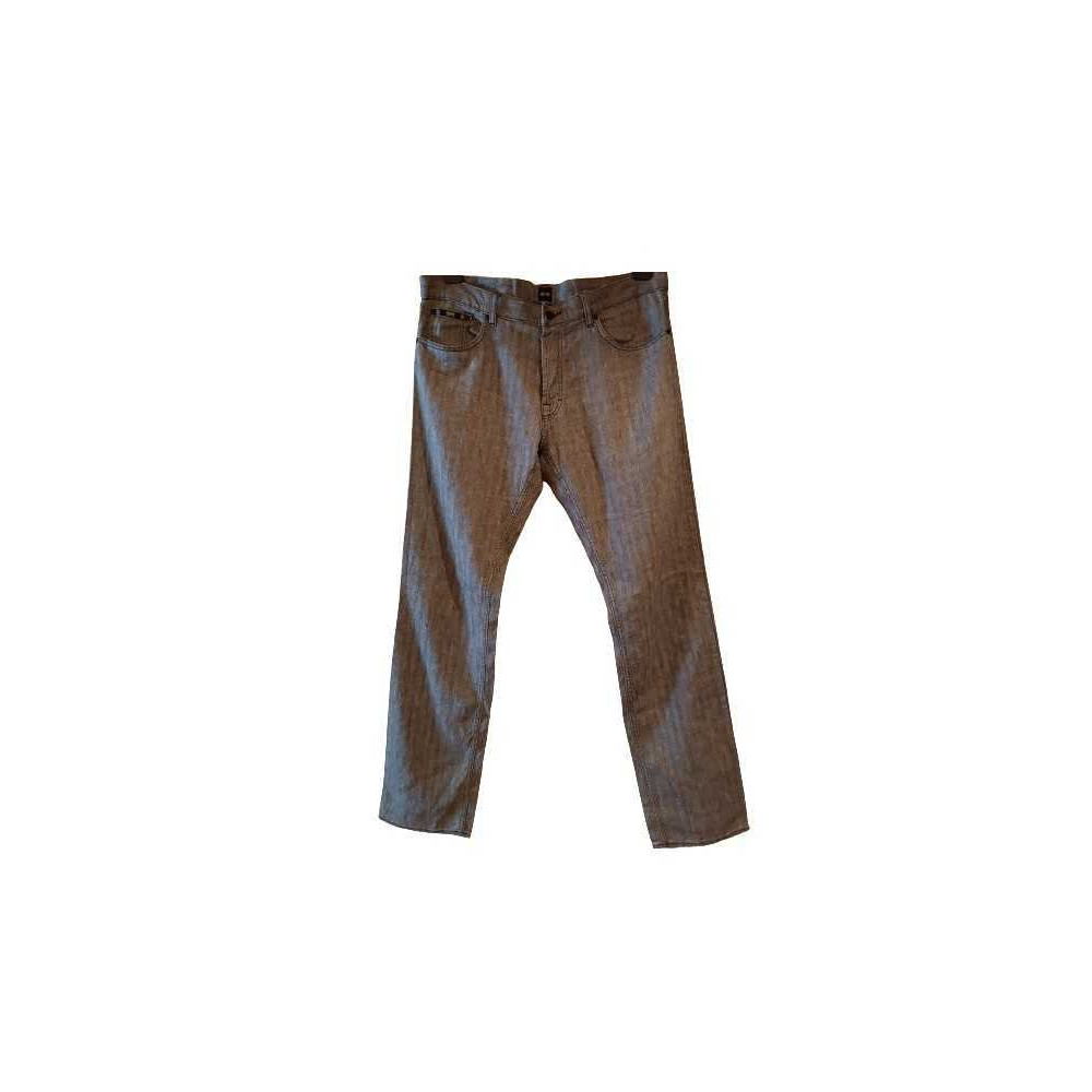 Hugo Boss - Jeans da uomo in cotone e lino spigato di color grigio - Italianfashionglam Hugo Boss - Jeans da uomo in cotone e lino spigato di color grigio - Italianfashionglam