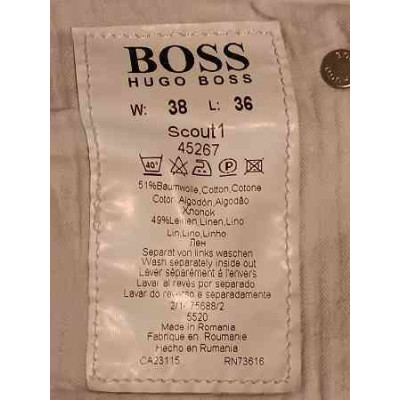 Hugo Boss - Jeans da uomo in cotone e lino spigato di color grigio - Italianfashionglam