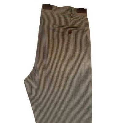 Aspesi - Pantalone glam da uomo dritti in cotone rigato color verde e marrone - Italianfashionglam