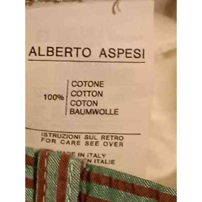 Aspesi - Pantalone glam da uomo dritti in cotone rigato color verde e marrone - Italianfashionglam
