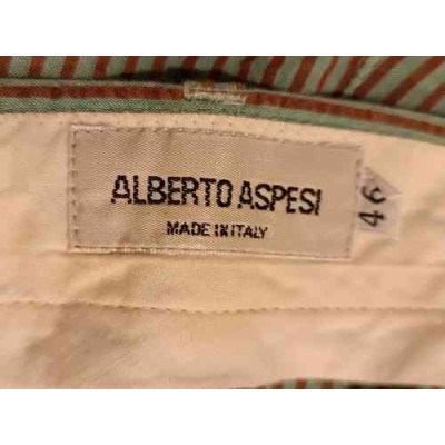 Aspesi - Pantalone glam da uomo dritti in cotone rigato color verde e marrone - Italianfashionglam