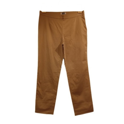 Krizia - Pantalone da donna in cotone beige gamba dritta-Italianfashionglam