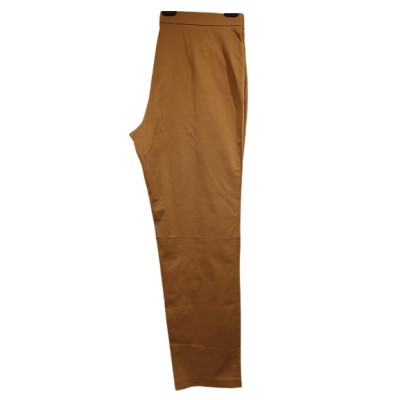 Krizia - Pantalone da donna in cotone beige gamba dritta-Italianfashionglam