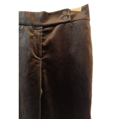 Nicole Farhi - Pantalone da donna in vellutino di cotone marrone -Italianfashionglam