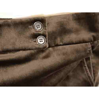 Nicole Farhi - Pantalone da donna in vellutino di cotone marrone -Italianfashionglam