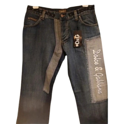Dolce&Gabbana blue jeans vintage da uomo stinti 5 tasche - bju007-Italianfashionglam