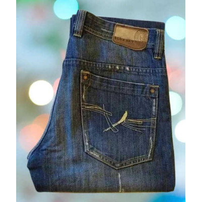 Blue Sky - Blue jeans da uomo in cotone denim vintage 5 tasche - bju008-Italianfashionglam