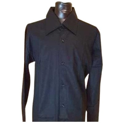 Theatre-camicia da uomo in cotone color nero - camu026-Italianfashionglam