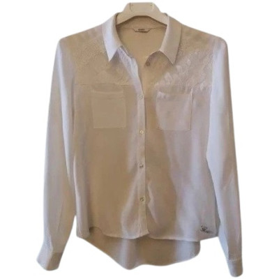 Guess -camicia da donna in seta color avorio-ccd005-Italianfashionglam