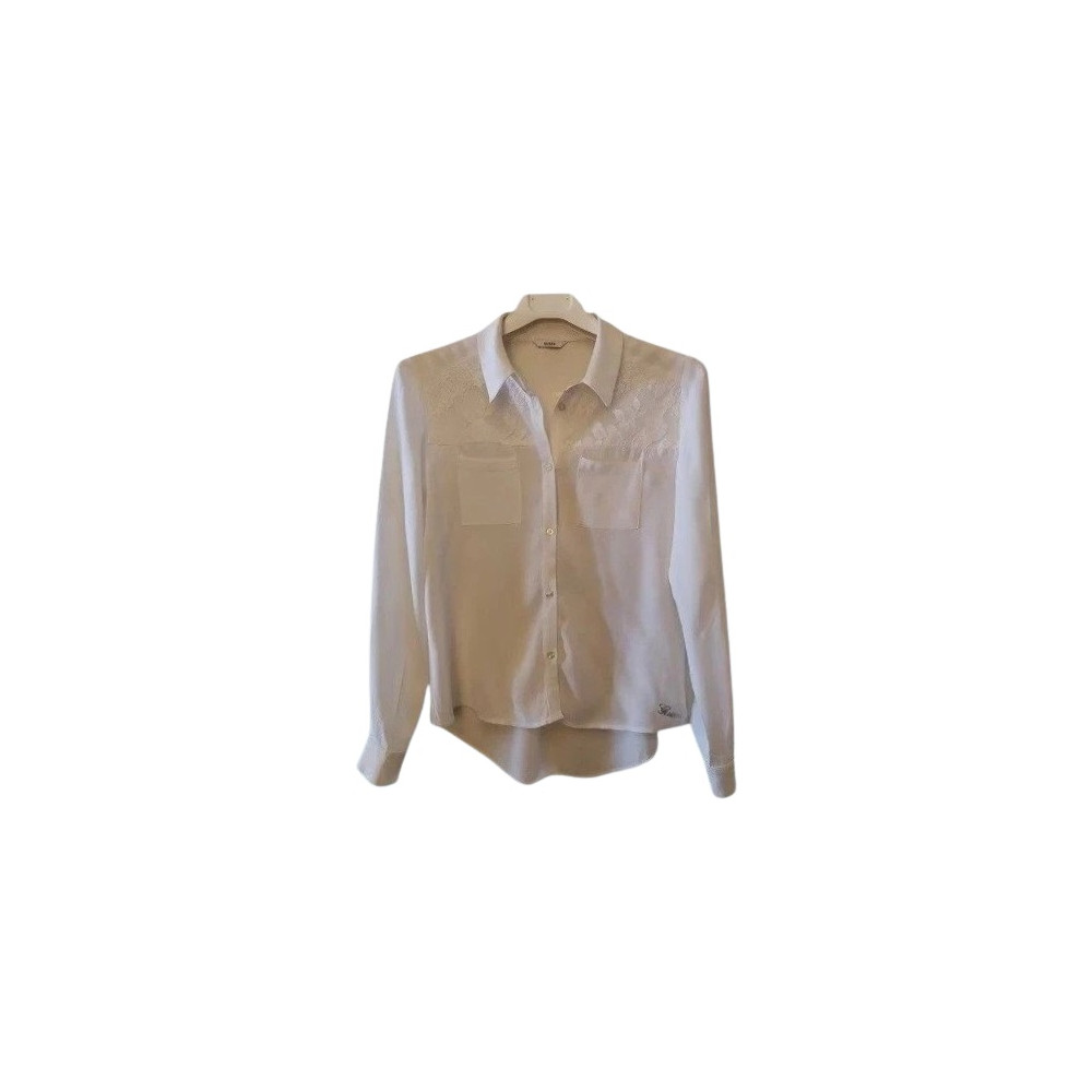 Guess -camicia da donna in seta color avorio-ccd005-Italianfashionglam Guess -camicia da donna in seta color avorio-ccd005-Italianfashionglam