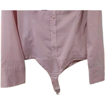 Too May - Blusa body in cotone color rosa manica lunga-ccd002-Italianfashionglam