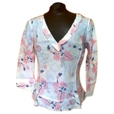 Benetton - Blusa in lino a fantasia floreale multi color-bls001-Italianfashionglam