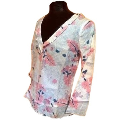 Benetton - Blusa in lino a fantasia floreale multi color-bls001-Italianfashionglam