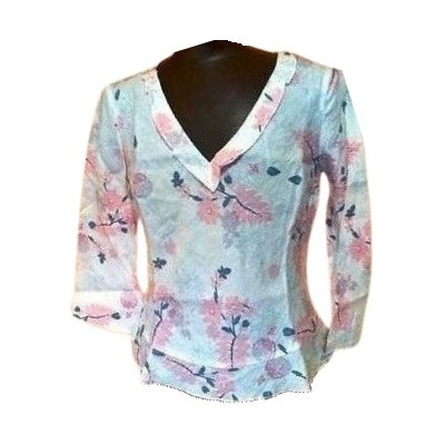 Benetton - Blusa in lino a fantasia floreale multi color-bls001-Italianfashionglam