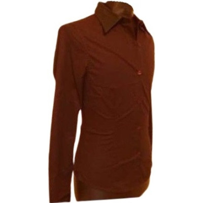 Casucci - Blusa in puro cotone ed ecopelle color marrone