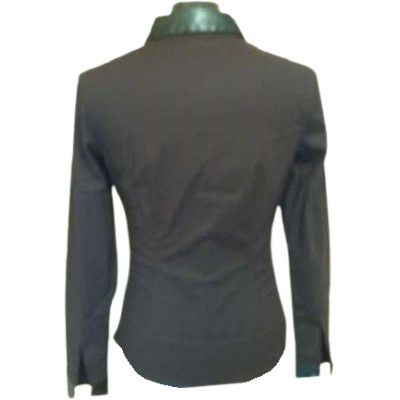 Casucci - Blusa in puro cotone ed ecopelle color marrone