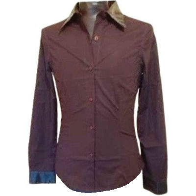 Casucci - Blusa in puro cotone ed ecopelle color marrone
