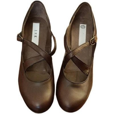 I.N.K. Shoes - Décolleté Mary Jane in pelle colore marrone-sc017-Italianfashionglam
