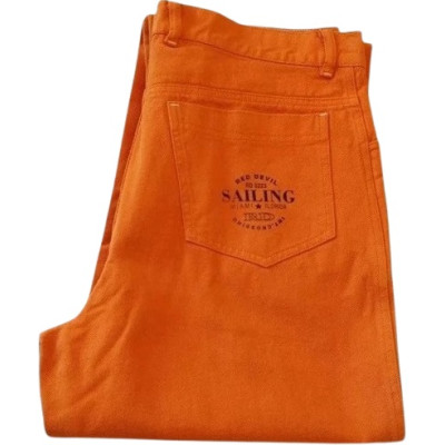 Red Devil - Jeans da uomo in cotone orange gamba dritta - bju016-Italianfashionglam