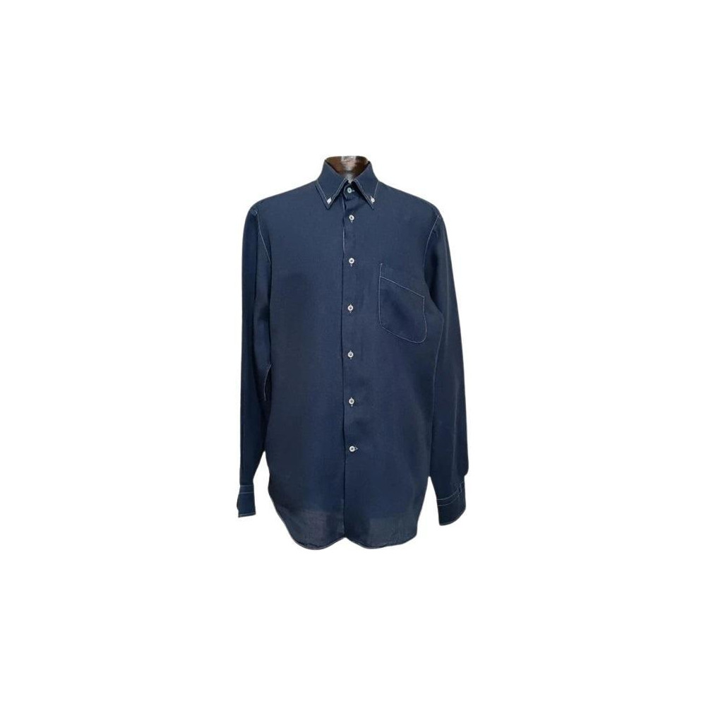 Bagutta - Camicia glam da uomo in lino blu manica lunga-camu018-Italianfashionglam Bagutta - Camicia glam da uomo in lino blu manica lunga-camu018-Italianfashionglam