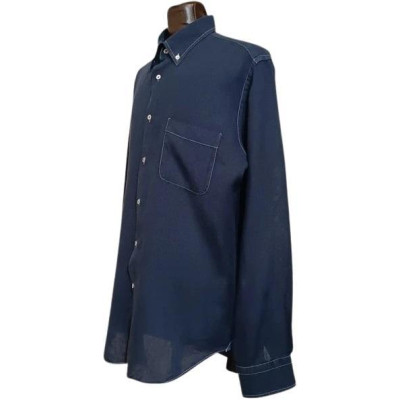 Bagutta - Camicia glam da uomo in lino blu manica lunga-camu018-Italianfashionglam