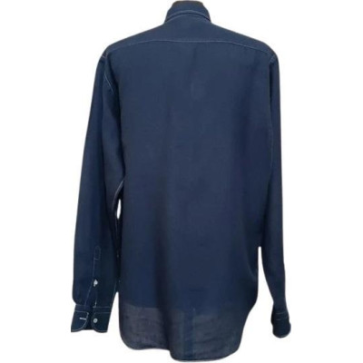 Bagutta - Camicia glam da uomo in lino blu manica lunga-camu018-Italianfashionglam