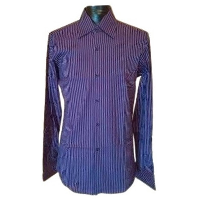 Theatre - Camicia da uomo puro cotone rigato blu grigio-camu029-Italianfashionglam