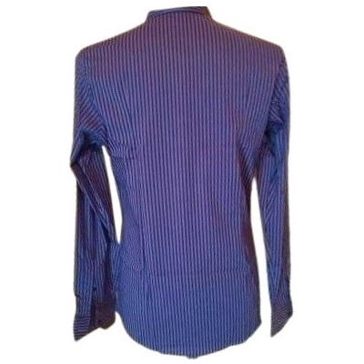Theatre - Camicia da uomo puro cotone rigato blu grigio-camu029-Italianfashionglam