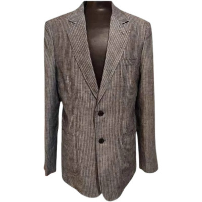 Tenkey - Giacca da uomo 2 bottoni puro lino grigio scuro-giuo030-Italianfashionglam