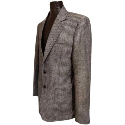 Tenkey - Giacca da uomo 2 bottoni puro lino grigio scuro-giuo030-Italianfashionglam