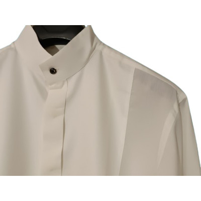 Patrick - Camicia da uomo in cotone bianco collo Korean - camu020-Italianfashionglam