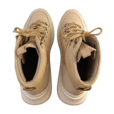 Grenson - Sneakers da donna in vera pelle di color sabbia - sc023 - Italianfashionglam