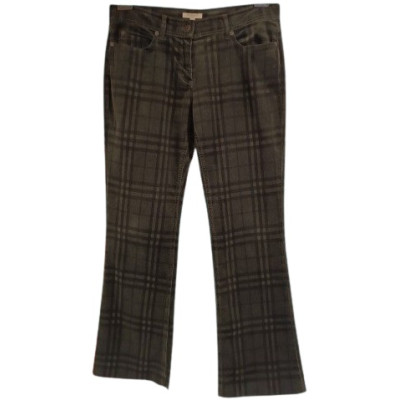 Burberry - Pantalone da donna in cotone check verdone -pnd171-Italianfashionglam