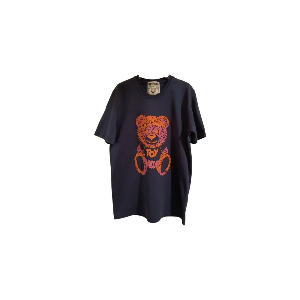 Moschino - T- shirt da donna in tessuto di cotone blu scuro - bls017 - Italianfashionglam Moschino - T- shirt da donna in tessuto di cotone blu scuro - bls017 - Italianfashionglam
