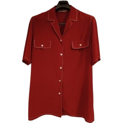 Elena Mirò - Blusa in pura seta rossa bottoni madreperla - bls013 - Italianfashionglam