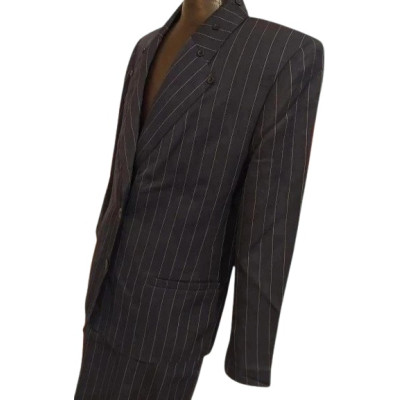 Elena Mirò - Tailleur di lana blu scuro in gessato grigio - cmd001 - Italianfashionglam