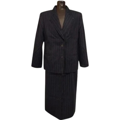 Elena Mirò - Tailleur di lana blu scuro in gessato grigio - cmd001 - Italianfashionglam