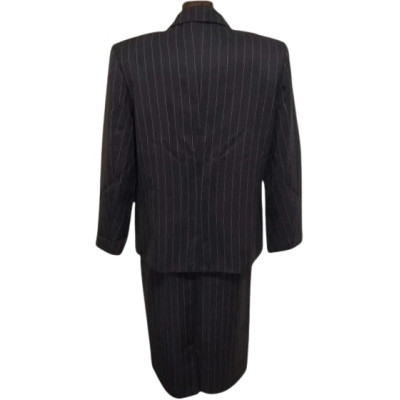 Elena Mirò - Tailleur di lana blu scuro in gessato grigio - cmd001 - Italianfashionglam