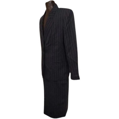 Elena Mirò - Tailleur di lana blu scuro in gessato grigio - cmd001 - Italianfashionglam