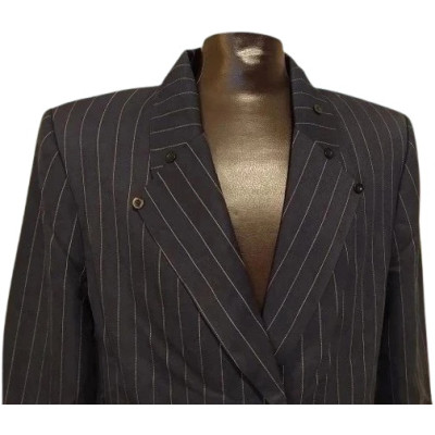 Elena Mirò - Tailleur di lana blu scuro in gessato grigio - cmd001 - Italianfashionglam