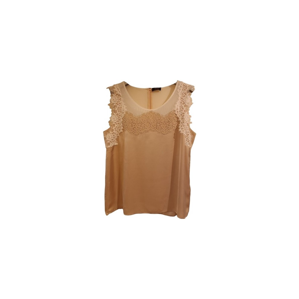 Liu Jo - Top in tessuto di viscosa di colore cipria con pizzo - Italianfashionglam Liu Jo - Top in tessuto di viscosa di colore cipria con pizzo - Italianfashionglam