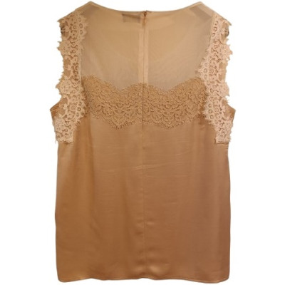 Liu Jo - Top in tessuto di viscosa di colore cipria con pizzo - Italianfashionglam