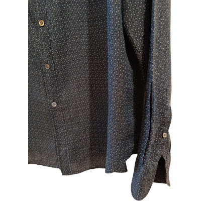 Bagutta - Camicia uomo in tessuto di puro lino color blu - Italianfashionglam