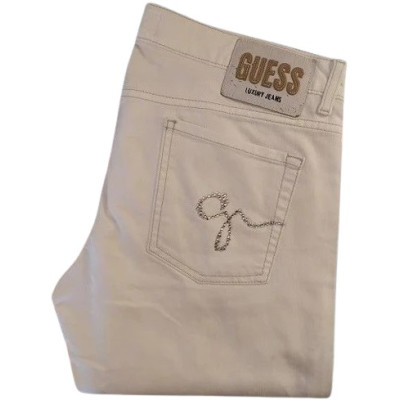 Guess - White jeans da donna in cotone denim vita bassa - Italianfashionglam