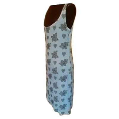 Le Fate - Tubino scollato in cotone bianco floreale nero - Italianfashionglam