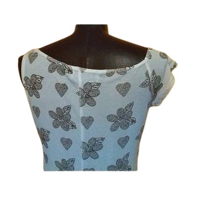 Le Fate - Tubino scollato in cotone bianco floreale nero - Italianfashionglam